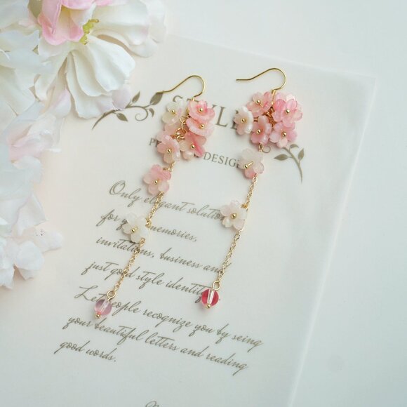 Handmade sakura earrings - Picture 2 of 2